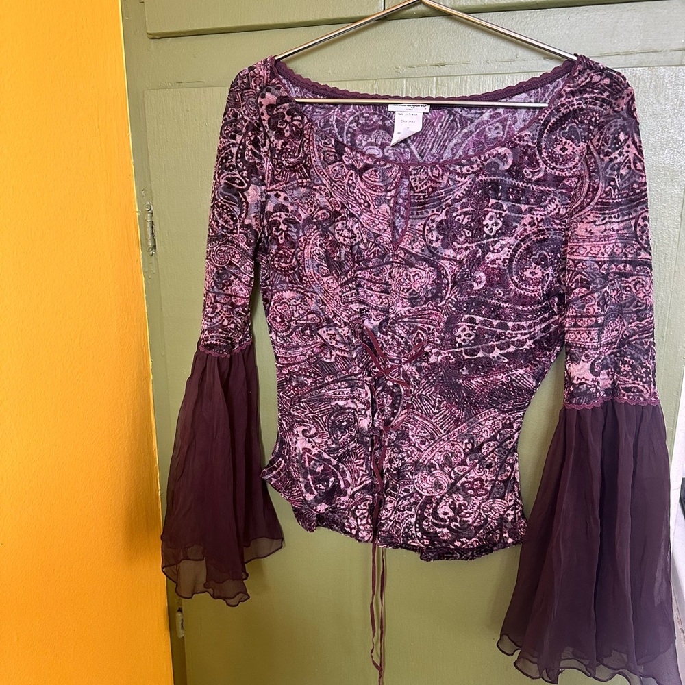 Sharagano Pink and Purple Paisley Blouse